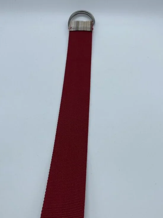 Men’s D-Ring Belt Size L Red Tan Beige Plaid Canvas 42” Casual Preppy Golf - Picture 7 of 11